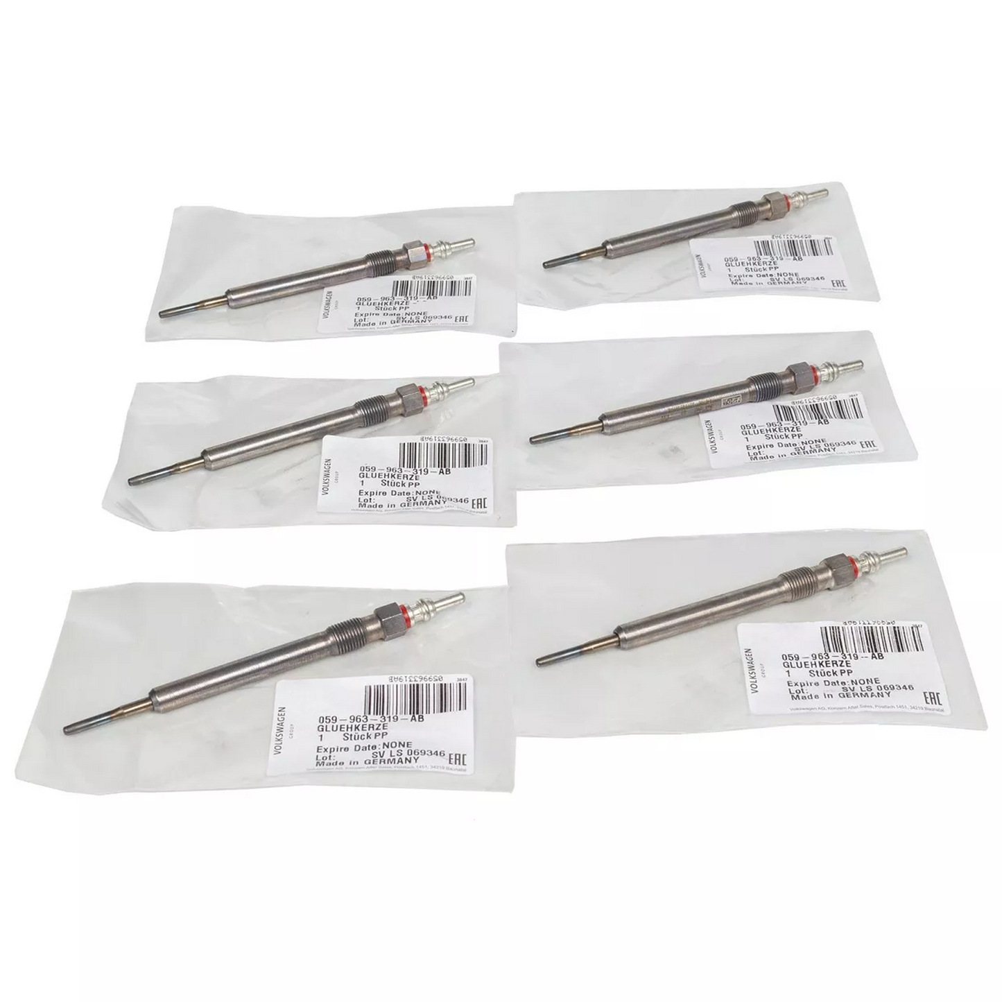 6x VW Glühkerzen 059963319AB Audi A6 A8 Q5 Q7 Skoda TDI 2.7 3.0 V6 Diesel