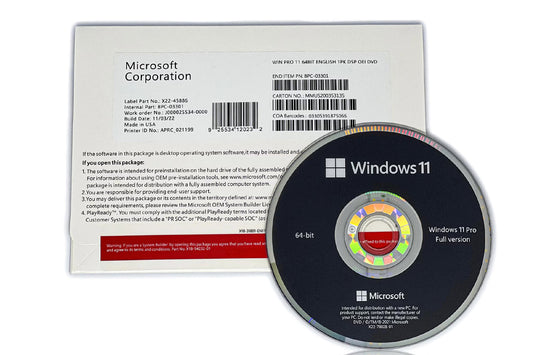 Windows 11 Pro - 1 Lizenz - OEM - DVD - COA - 64-bit - Deutsch