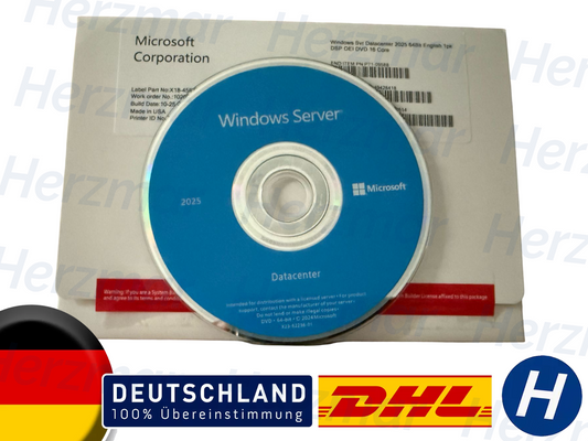 Microsoft Windows Server 2025 Datacenter | Lizenz + DVD | NEU & OVP | UVP 6.115€