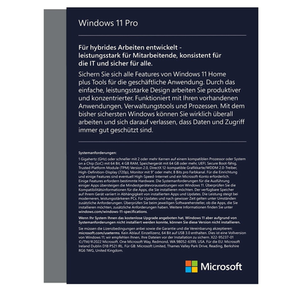 Windows 11 Pro Lizenz – 1 PC | Dauerhaft | Original Key per E-Mail | Sofort-Download